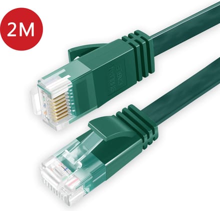 BukkitBow - Cat6 - U/UTP Kabel – Netwerkkabel – Extra Plat – 2 Meter – Groen