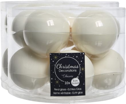 Decoris Kerstballen set - 30x stuks - glas - wol wit - 6 cm - glans/mat - kerstversiering