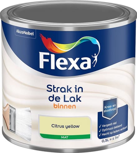 Flexa - Strak In De Lak Binnenlak Mat - Citrus Yellow - Mengverf - 500 Ml