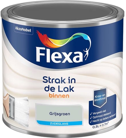 Flexa - Strak In De Lak Binnenlak Zijdeglans - Grijsgroen - Mengverf - 500 Ml