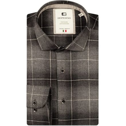Giordano Overhemd Row Cutaway Soft Flanel Check Soft Grey / male