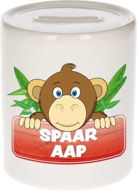 Kinder spaarpot met spaar aap opdruk - keramiek - apen spaarpotten