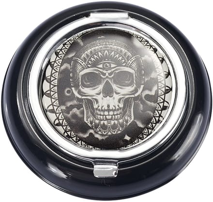 Zak asbak - Draagbaar - Pocket Asbak - Klikslot - Metaal - Skull Design - 6,7 cm