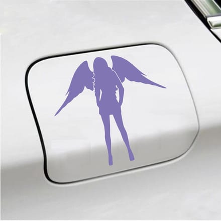 Bumpersticker - Dame Engel - 13 X 14 - Paars