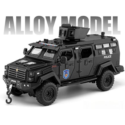 1:32 Dongfeng Mengshi Sabertooth Model Politieauto Speelgoed Metaal Diecast Off-Road Voertuigen Geluid Licht Pull Back Voor Jongens Kinderen Cadeaus black