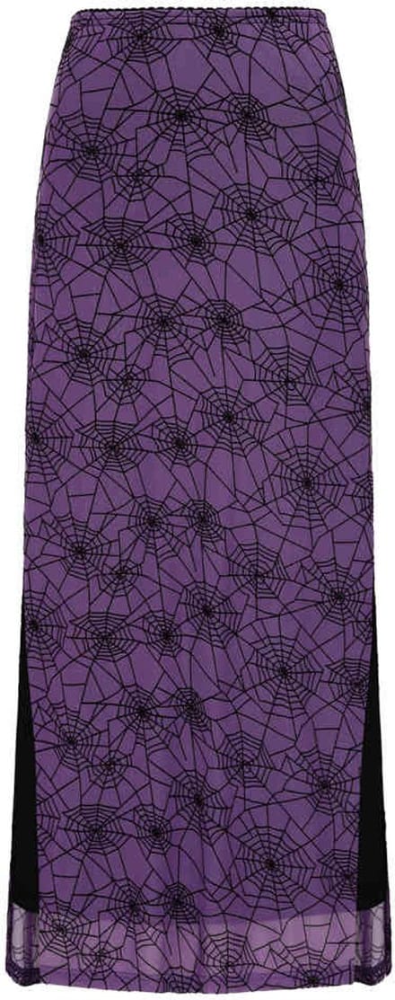 Banned - Seraphina Mesh Lange rok - XS - Paars/Zwart