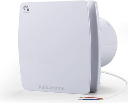 PolkaHome® Badkamer ventilator 100mm – Vochtsensor & Instelbare Nalooptimer – Terugslagklep – Afzuiging badkamer - badkamerventilator