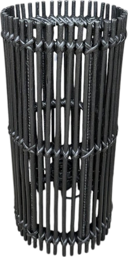 Rotan Lamp Cilinder - 18xH40 cm - tafellamp - vloerlamp - Zwart