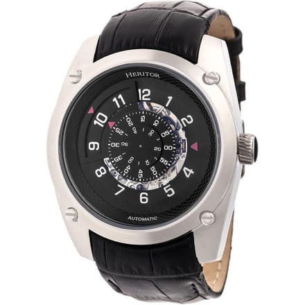 Heritor Automatic Daniels Semi-Skeleton Horloge met Leren Band - Zilver/Zwart