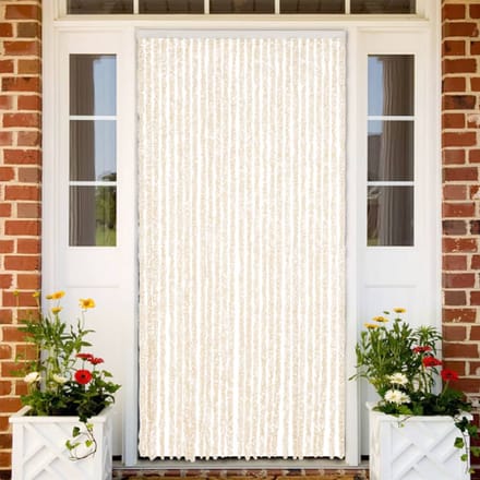 vidaXL Vliegengordijn 118x220 cm chenille beige en wit