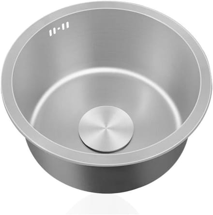 Ronde Spoelbak - Mini Keukenspoelbak Caravan Spoelbak - Keuken Gebruik - Met Overloop - Ø 40cm - Grijs