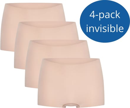 Beeren 4-pack invisible dames short Laura caffé latte Maat S/M