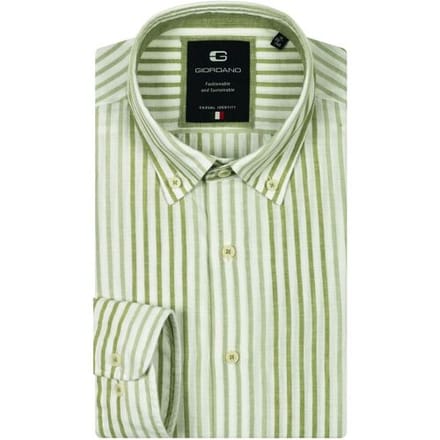 Giordano Overhemd Loretto Cotton Linnen Stripe Button-Down Pastel Groen / male