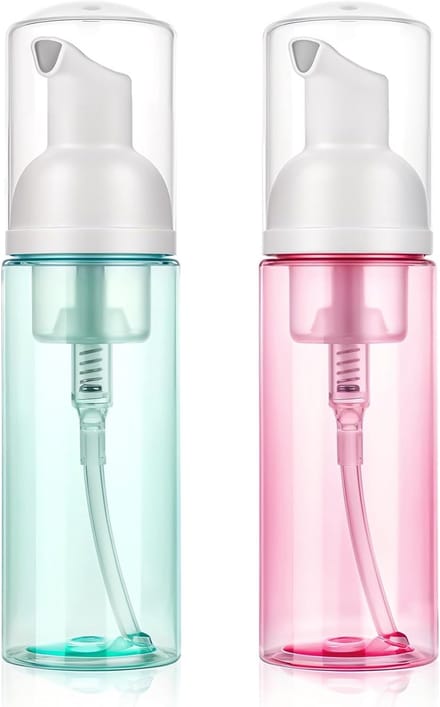 Famanu – Schuimpompflessen 60 ml – Navulbare reisdispensers – Set van 2 – Groen en roze