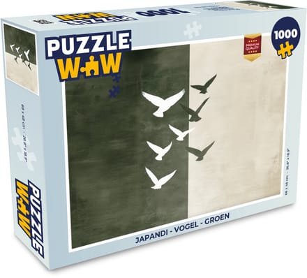 Puzzel Japandi - Vogel - Groen - Legpuzzel - Puzzel 1000 stukjes volwassenen