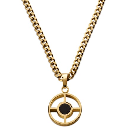 Cruz | Goudkleurige Ketting met Cirkel van Zwarte Onyx