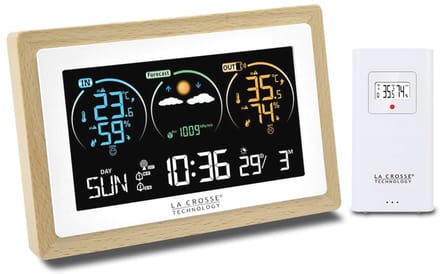 Kleurrijk Weerstation met Scherm en Houten Contour