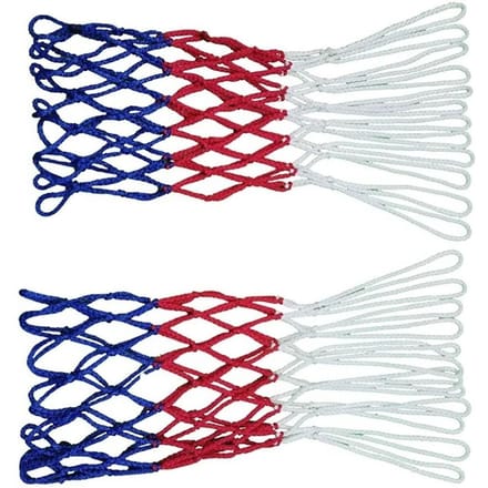2 Stuks Basketbalnet Vervanging Heavy Duty 12 Lussen Regenbestendig Zonwerend voor Alle Weersomstandigheden Wit Rood white
