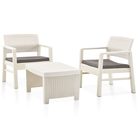 vidaXL - 3-delige - Loungeset - kunststof - wit