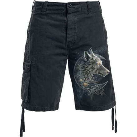 Spiral Shorts - Celtic Wolf - S tot M - voor Mannen - zwart