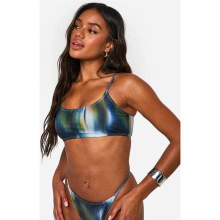 boohoo Dames Blurred Print Crop Bikini Top | Maat: 34