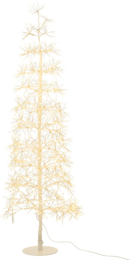 J-Line decoratie Boom - warm witte - ijzer - wit - medium - LED lichtjes
