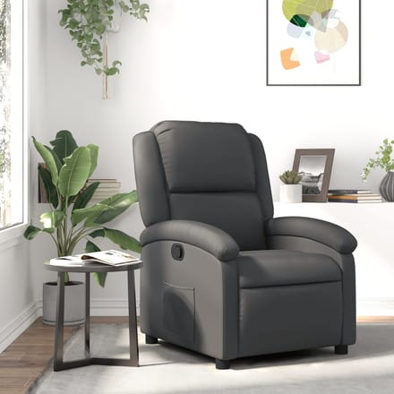 vidaXL - Relaxfauteuil - Grijs - Echt - Leer