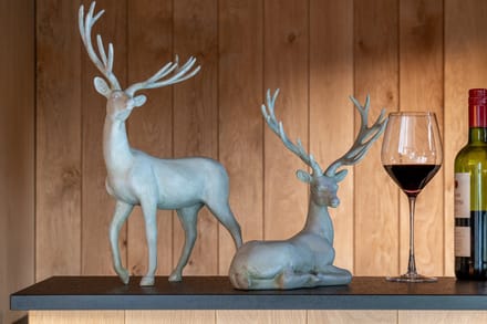 J-Line decoratie Hert Liggend - polyresin - grijsblauw