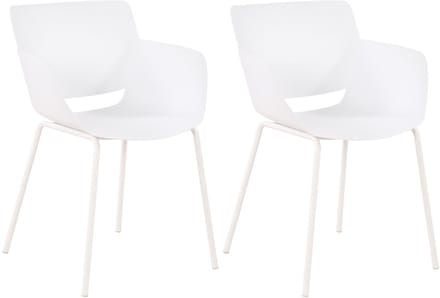 CLP Set van 2 Tuinstoelen Alpena - Met Armleuningen - Weerbestendig - Kunststof/wit