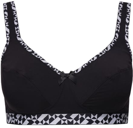 Ulla Popken - Dames - Softbeha tekst zonder beugels - Zwart - Maat 85D