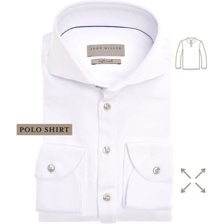 John Miller Polo Long Sleeve Slim Stretch Wit / male