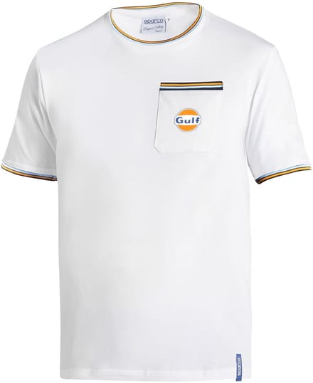 Sparco Gulf Gulf Pocket T-Shirt - Wit/Marineblauw