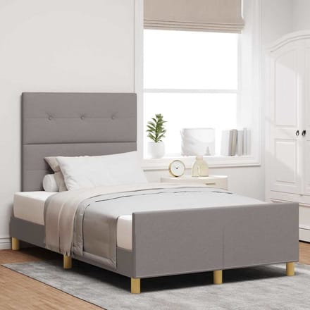 vidaXL - Bedframe - met - hoofdeinde - Taupe - 120 - x - 190 - cm - Stof