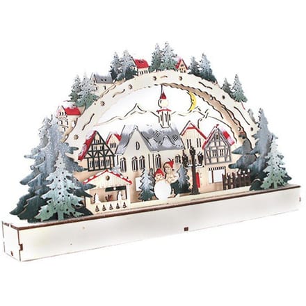 Kersthuis LED Kerstbosscène Houten Kerstdorp voor Winkelcentrum Etalage gray