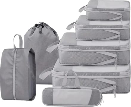 Nivard Koffer Organizer Set - Packing Cubes - Compressie - Travel - Compression - Set - Grijs