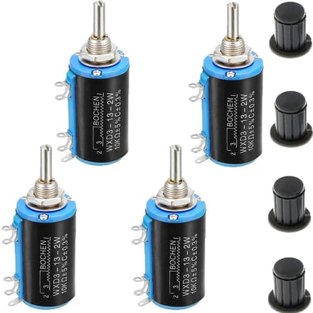 Set van 4 Precisie Potentiometers 10K Ohm Meerdere Draaiingen Draadgewonden
