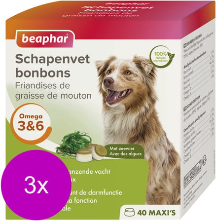 Beaphar Schapenvetbonbons Zeewier - Hondensnacks - 3 x Medium