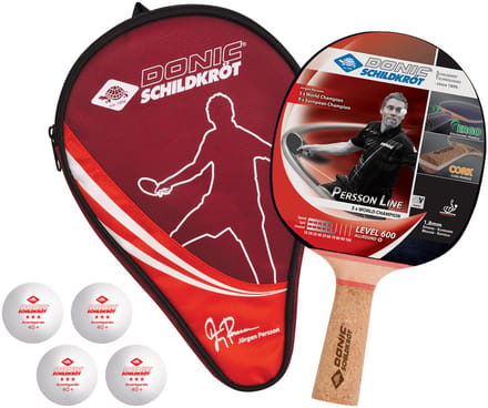 Schildkröt tafeltennis set Persson 600 met batje en 3-sterren ballen.
