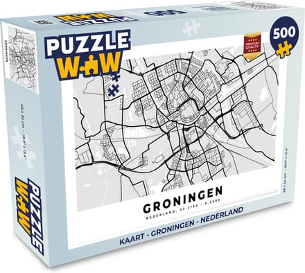Puzzel Kaart - Groningen - Nederland - Legpuzzel - Puzzel 500 stukjes