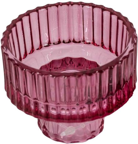 Glazen waxine- en kaarsenstandaard roze
