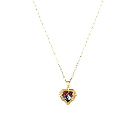 Dames - Kristallen Ketting - Oceaan Hart Hanger - Koppel - Ketting-Rose