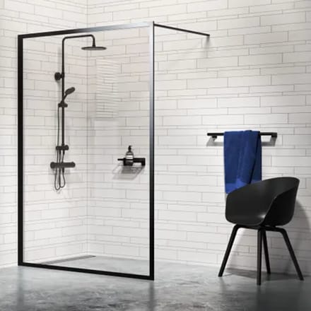 Sealskin Inloopdouche Contour 88x200cm - Mat Zwart Profiel - 6 Mm Helder Glas