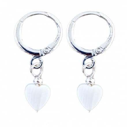 Oorbellen -zilver- wit hartje-Charme Bijoux