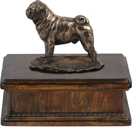 Elegante urn hond voor hondenas met beeldje van een Pug