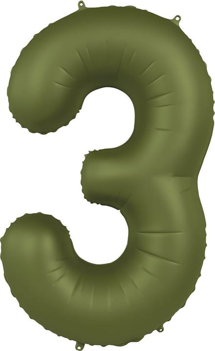 Folieballon Cijfer 3 - Olive Green - Ultra Matt - 86 cm