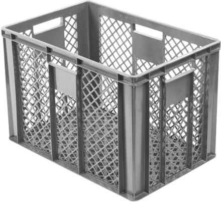 Alpac Stapelkrat - Opbergkrat - 600 x 400 x 410 mm - Geperforeerd - Grijs