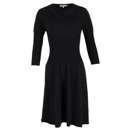 Max Mara midi-jurk met V-hals en 3/4 mouwen in zwarte wol