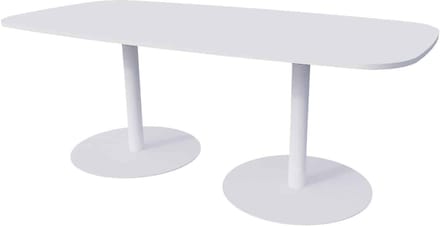 Linesto Vergadertafels Deens Ovaal 200cm breed 100 cm diep Framekleur Wit Bladkleur Wit