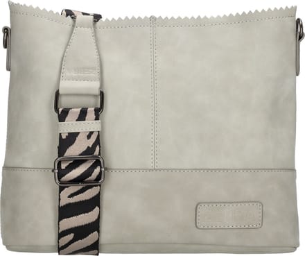 Zebra Trends Merel Schoudertas Dames - Handtas met verstelbare en afneembare schouderband - Tas van Imitatieleder - Middengrijs