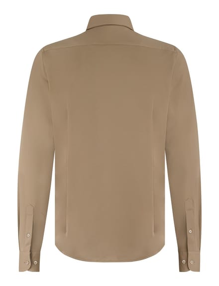 Overhemd Blue Industry beige effen stretch